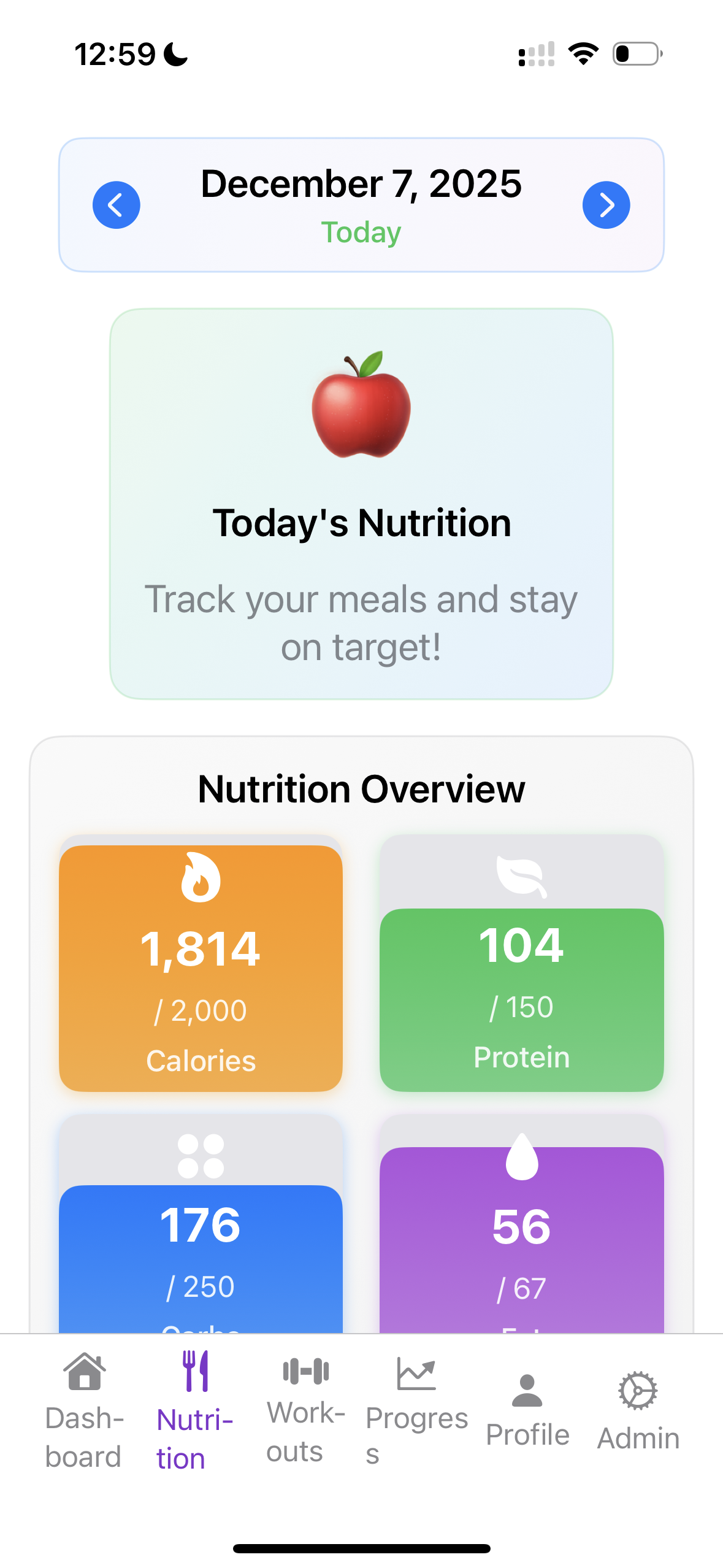 FitFuel mobile app screenshot 2